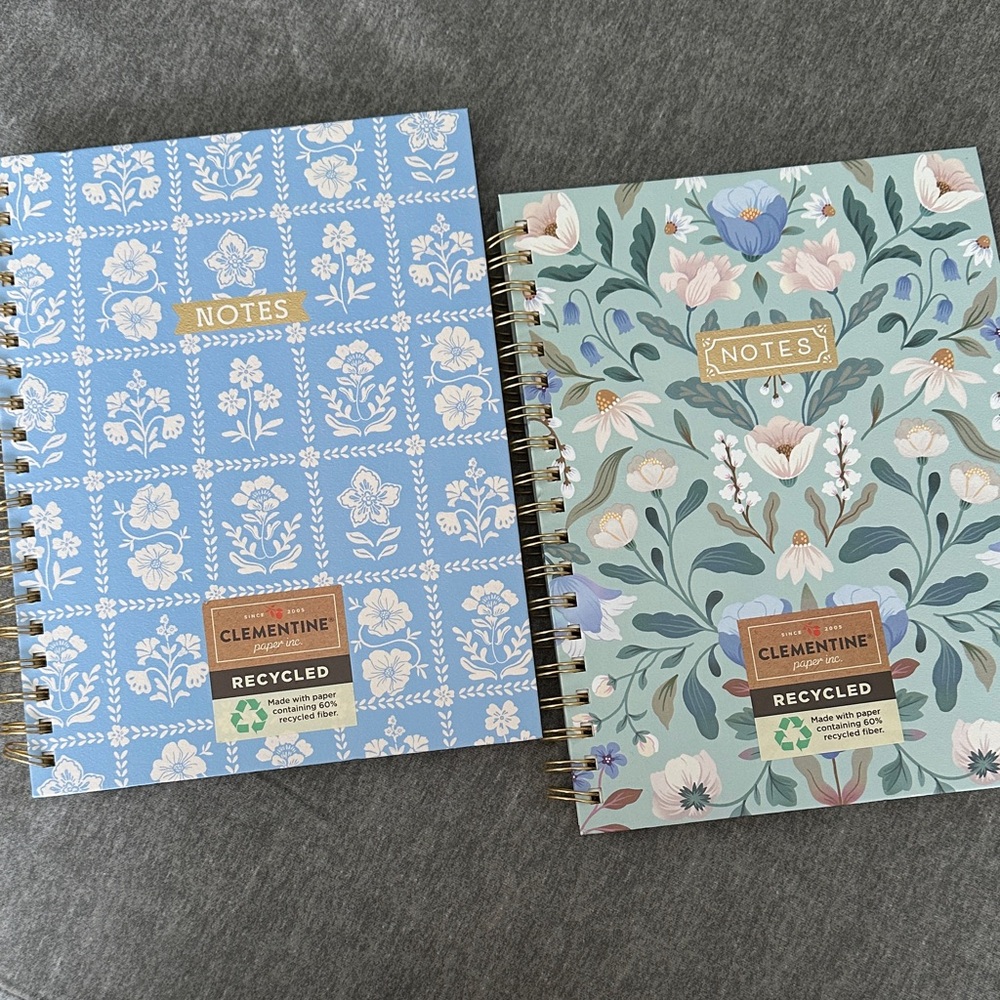 Recycled Floral Notebooks - Blue and Green